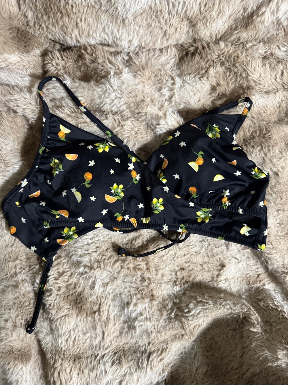 PINK Victoria's Secret Black Citrus Triangle Bikini Top